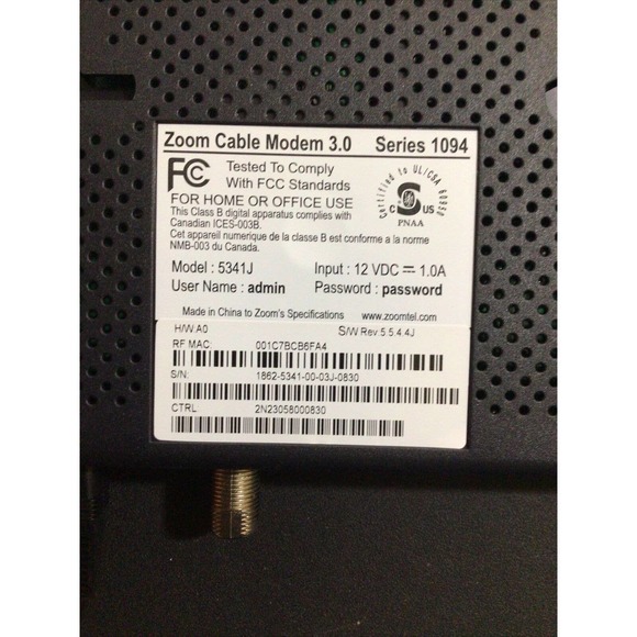 Cable Modem Zoom DOCSIS 30 (53410000J) 43.9 Mbps/Fast Internet/Work with Window - Picture 4 of 6